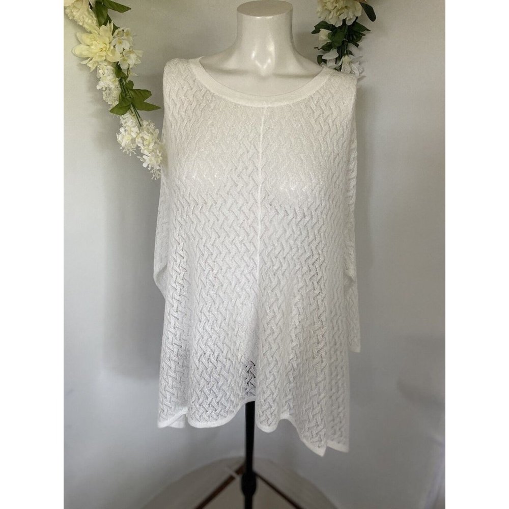 New With Tags Andrea Jovine White Lightweight Tunic Sweater Long Sleeves Sz XL - Picture 2 of 12